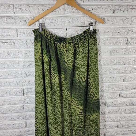 Kaktus Womens Skirt 2X Plus Pull On Green Black Animal Print Lightweight ANI44E - Picture 3 of 8